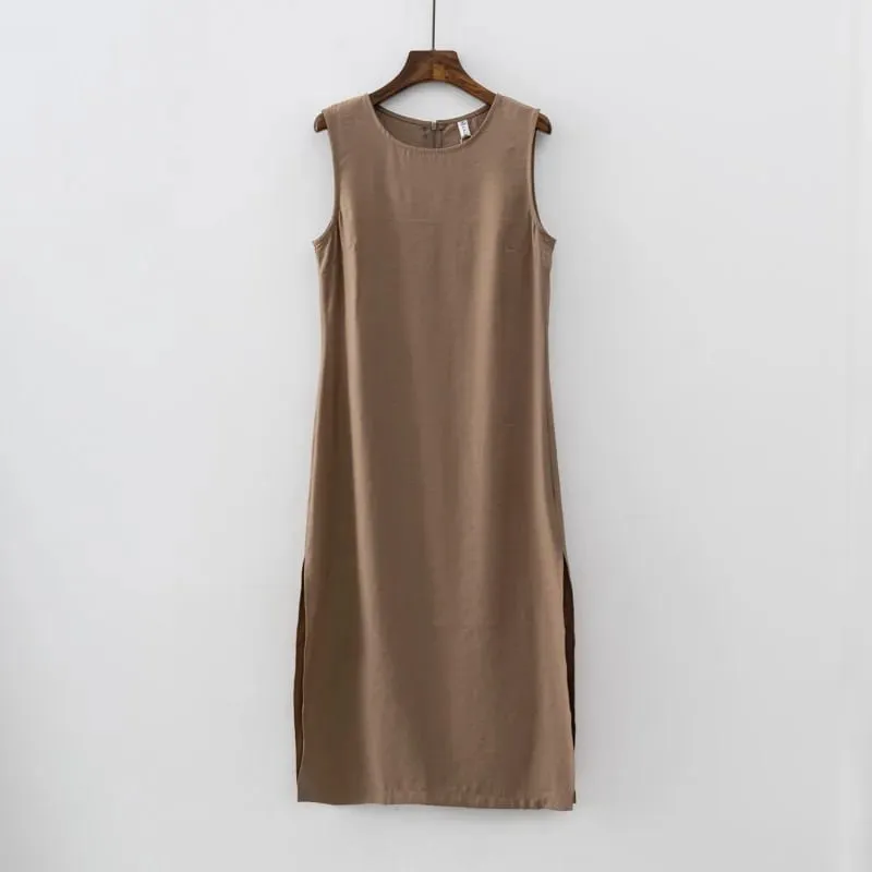 2025 Summer Women Solid White Sleeveless Fashion Dress Split Tank Dress beach — image 5