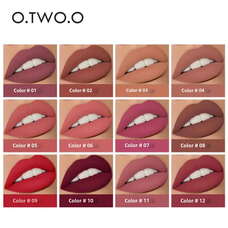 O.TWO.O 2 en 1 Lápiz labial Mate Brillo de labios Cosméticos Pintalabios impermeables Batom Mate Labios Maquillaje Colorete 12 colores Lápiz labial — image 6