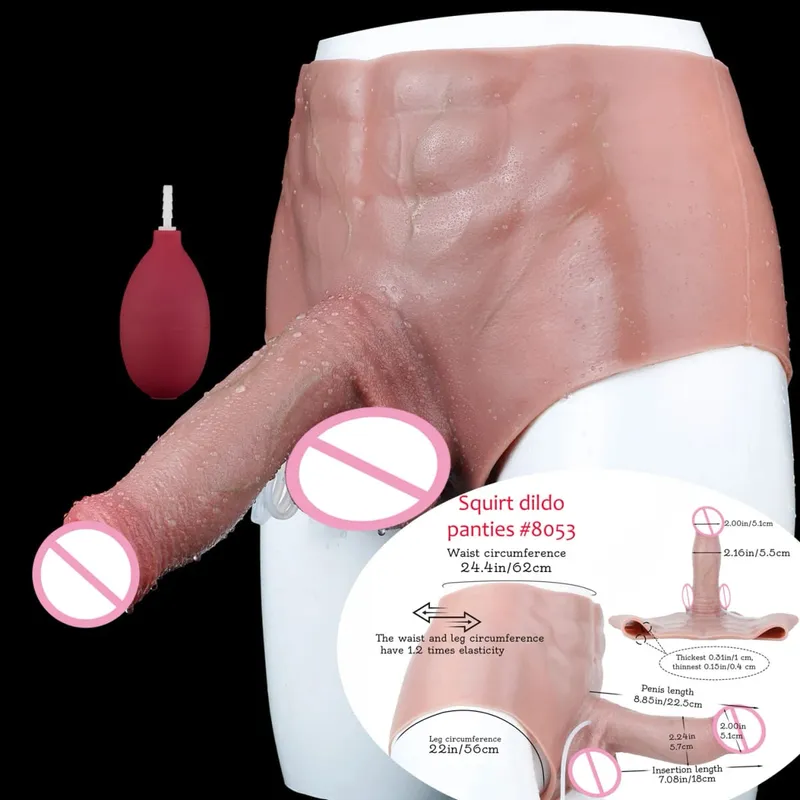 Sort nøgen strop stor realistisk udløsning dildo silikone sprøjtende trusser med simuleret solid penis sexlegetøj til kvinder