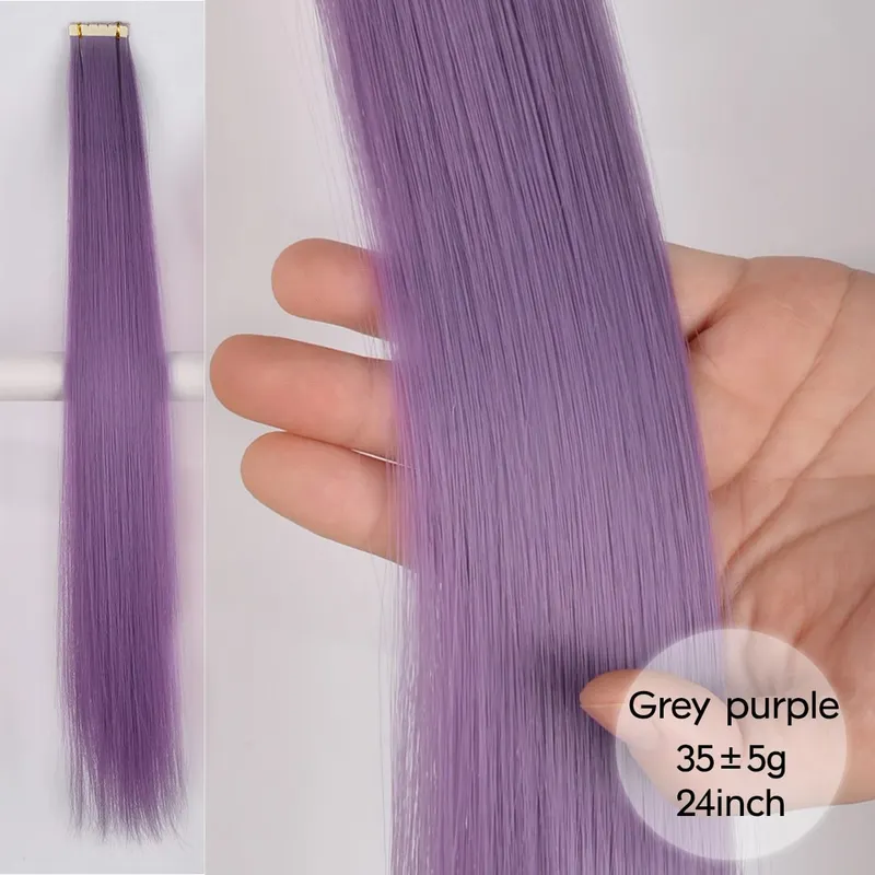 Tape In Straight Synthetic Hair Extensions Invisible Hand Tied Tape in Hair Natural Skin Weft Seamless Double-sided Adhesiv — image 13