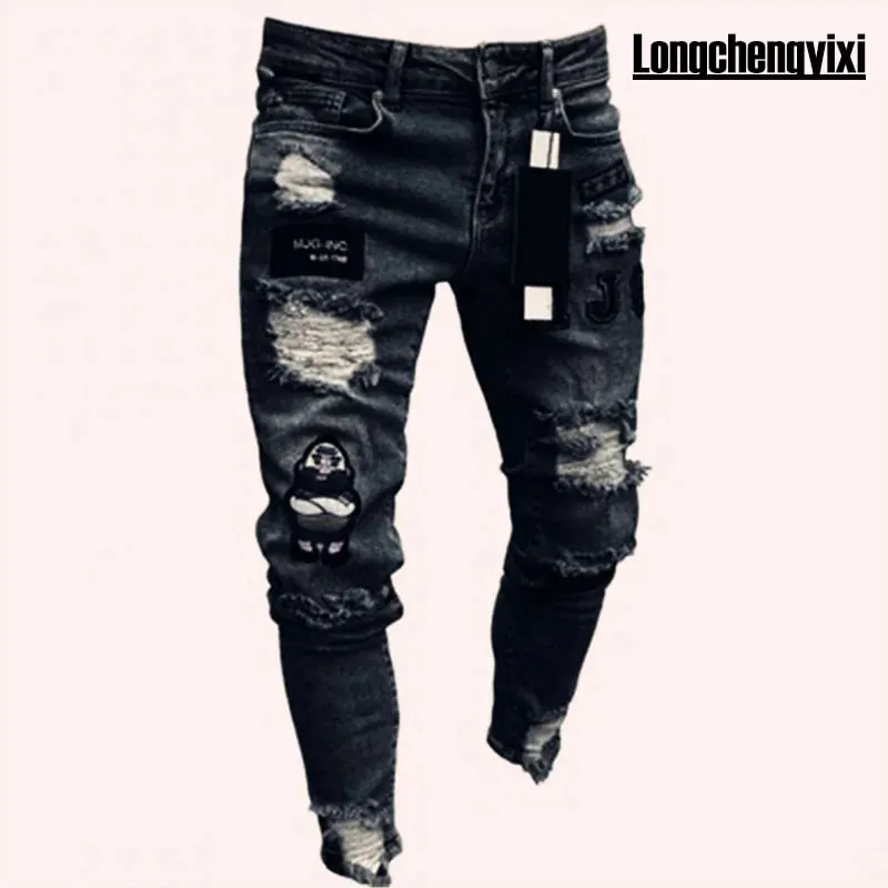 2024 Men Jeans Solid Pockets Stretch Denim Straight Pants Spring Summer Business Casual Trousers Daily Streetwear Men's Clothing — image 3