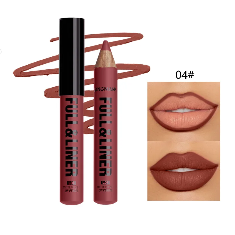 Matter Lipliner-Lippenstift, Holzstift, schneidbar, Lipliner hält lange, klebt nicht an der Tasse, verblasst nicht — image 10