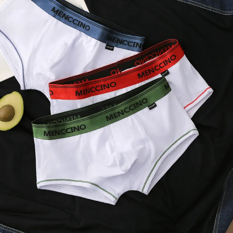 3pcs/lot cotton men's boxers solid color underwear men's low waisted breathable young — image 2