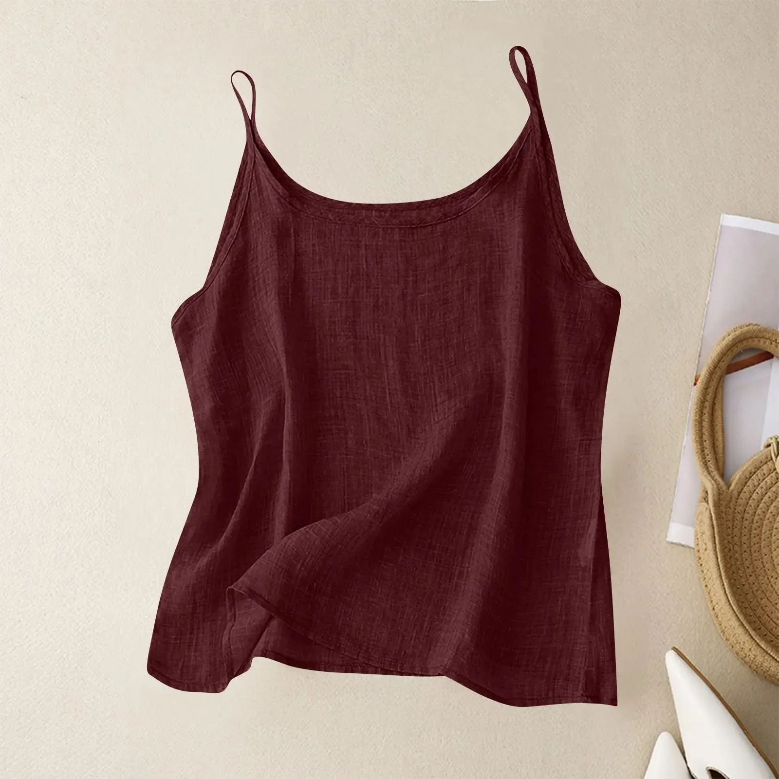Vintage cotton and linen small camisole female summer thin bottoming vest loose thin cotton linen inner tops — image 14