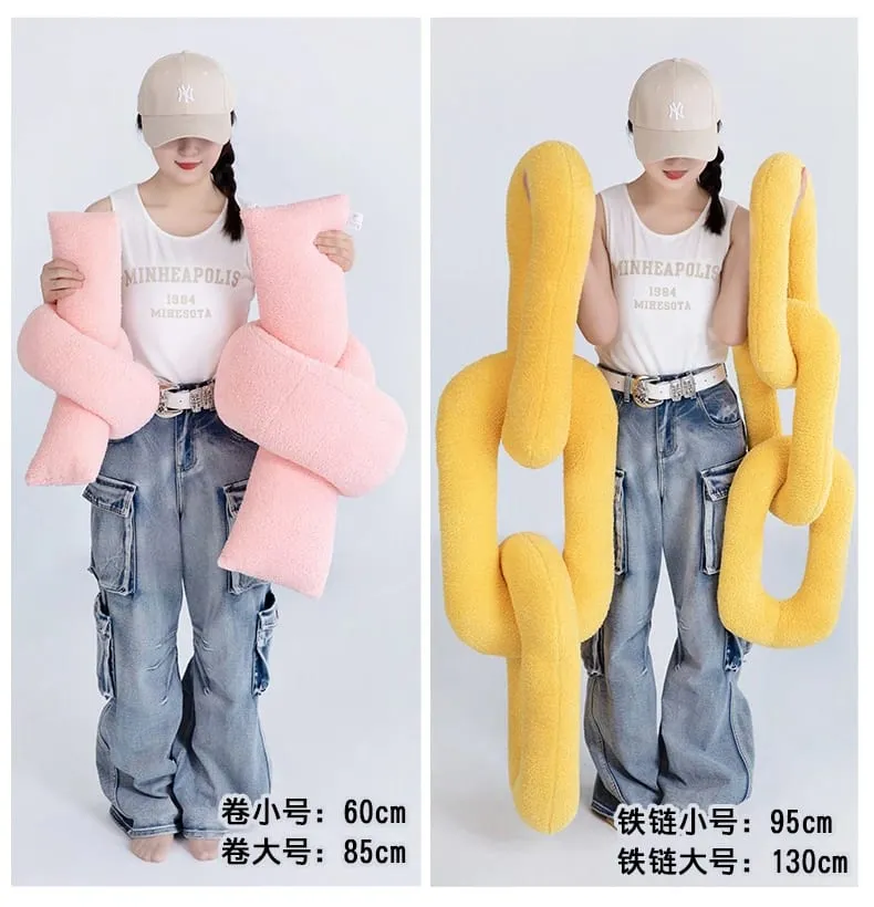 60-95CM Creative Iron Chain & Knot Pillow Stuffed Soft Sofa Cushion Nordic Style Home Plush Decoration Irregular Shaped Plush — image 8