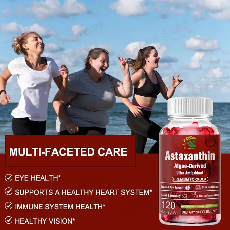 Astaxanthin 12mg Capsules - Protects Brain Cognition and Accelerates Metabolism - Protects Eye Joint and Skin Health