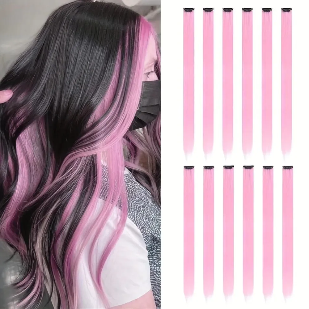 12Pcs Clip In Hair Extensions 22 Inch Synthetic Color Extensions Women's Exclusive Long Straight Style Multiple Colors Available — image 11