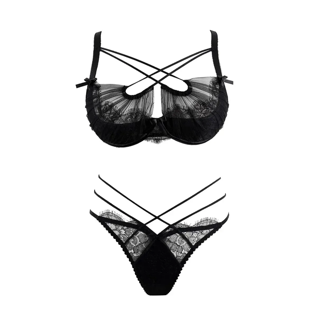 Conjunto de lingerie de renda bordada de verão, conjunto de lingerie de malha transparente, sutiã push up confortável, roupa íntima diária para mulheres, tamanhos 32 a 38 — image 8