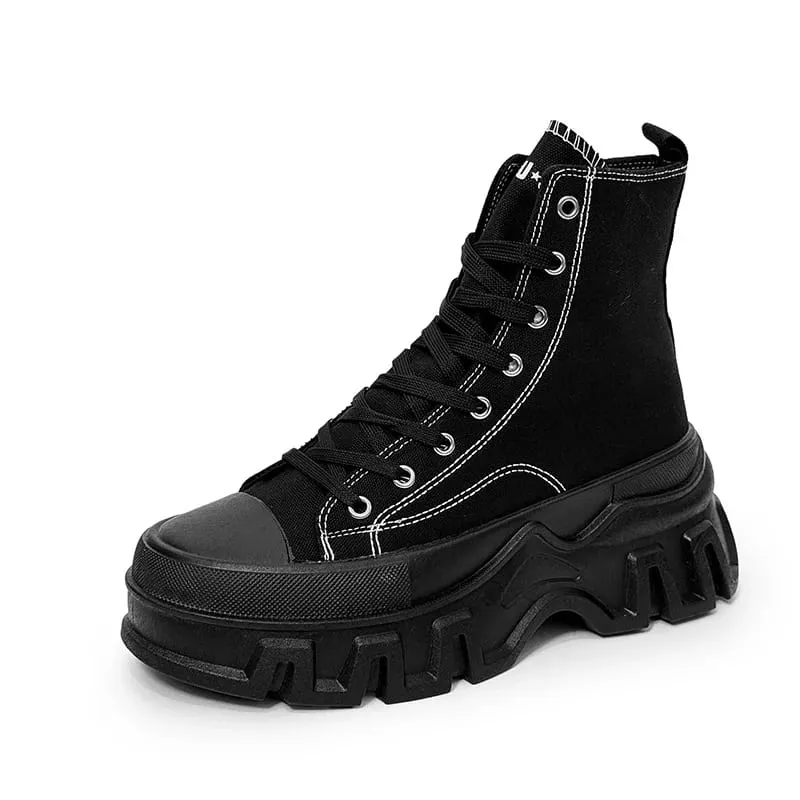 Classics Men's Shoes 2025 Fashion High Top Canvas Sneakers Platform Casual Shoes Man Lace-up Flats Men Non-slip Vulcanize Shoes