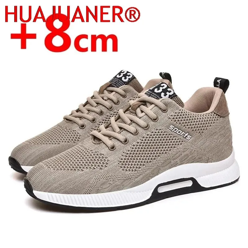 Men Sneakers Elevator Shoes Hidden Heels Breathable Heightening Shoes for Men Increase Insole 6CM Sports Casual Height Shoes