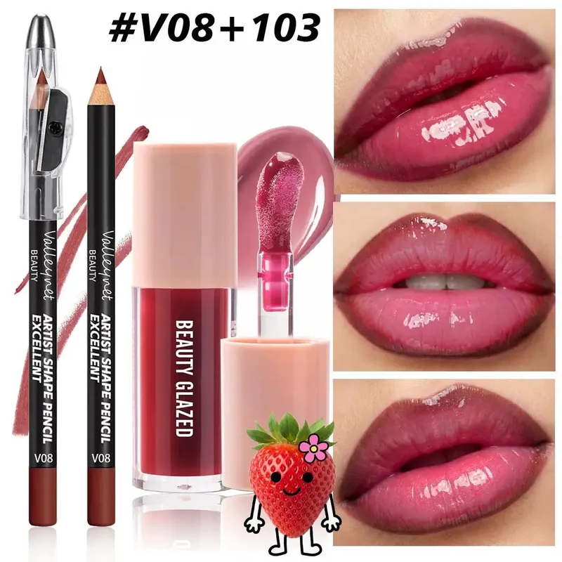 2Pcs/Set Precision Lip Kit Duo -Creamy Liner with Built-in Sharpener & Moisturizing Liquid Lipstick - Defined Contour Makeup Set — image 8