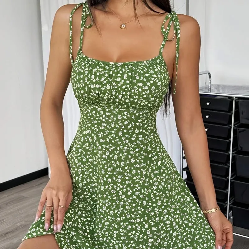 Women's Summer Floral Spaghetti Strap Beach Short Dress Womens Dresses Woman Clothing Woman Clothes Sundress New in Dress 2025 — image 4
