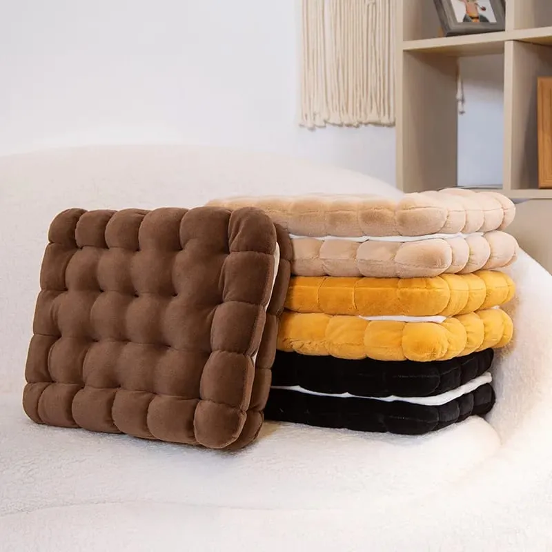New Simulation Little Biscuits Doll Cushion Stuffed Round Cookie Plush Toys Creative Soft Pillow Chair Car Seat for Kid Gifts — image 8