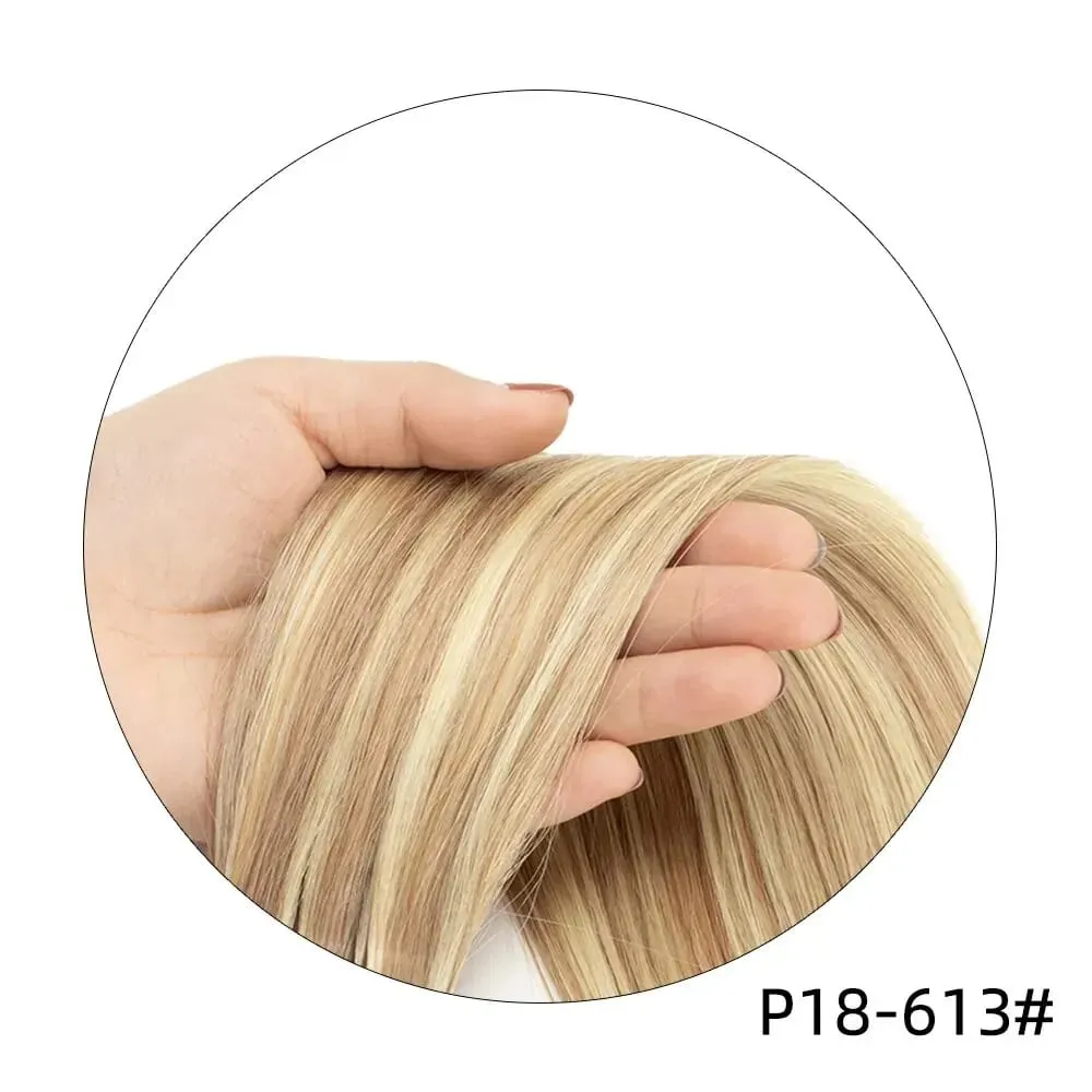 Invisible XO Hole Human Hair 12"-24" Flat PU Skin Weft Hair Extensions Natural Brown Micro Rings Hair Bundles 40-50g Isheeny — image 15
