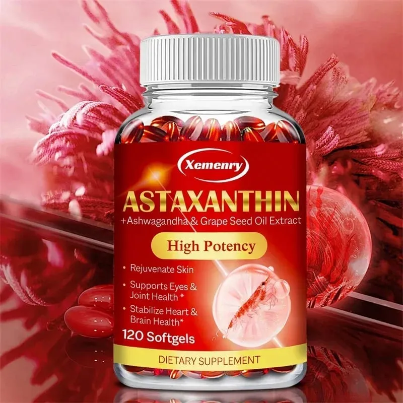 Astaxanthin Softgels 24mg - Support Skin Eye Joint Health Anti-oxidation Relieve Eye Fatigue Enhance ImmunitySupplements