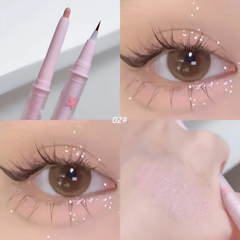 Double Head Eyeliner Liquid Down To Shadow Pencil Eye Highlighting Eyeshadow Stick Natural Big Eye Makeup Gel Pen