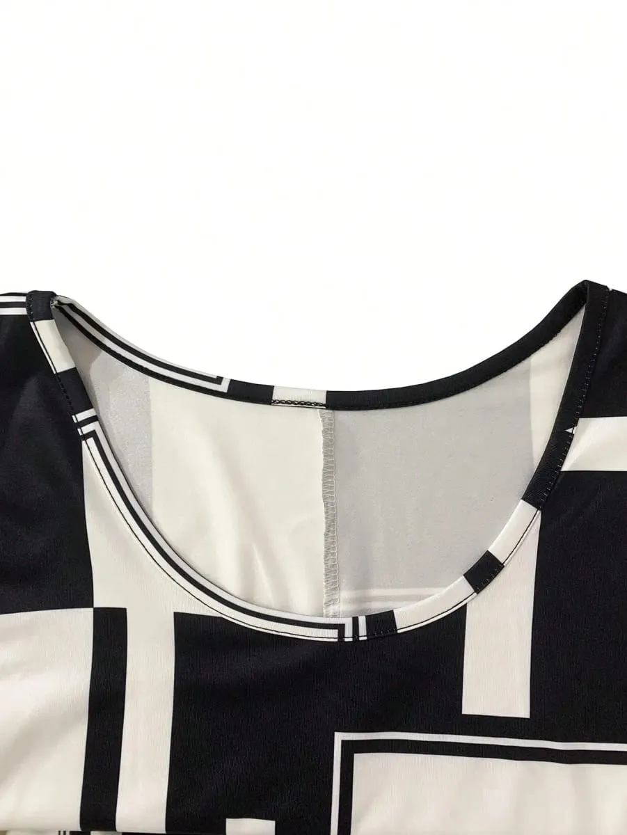 Geometric Pattern Sleeveless Dress For Women‘s Summer Clothes Black Women Midi Dresses daily dresses for women summer — image 3
