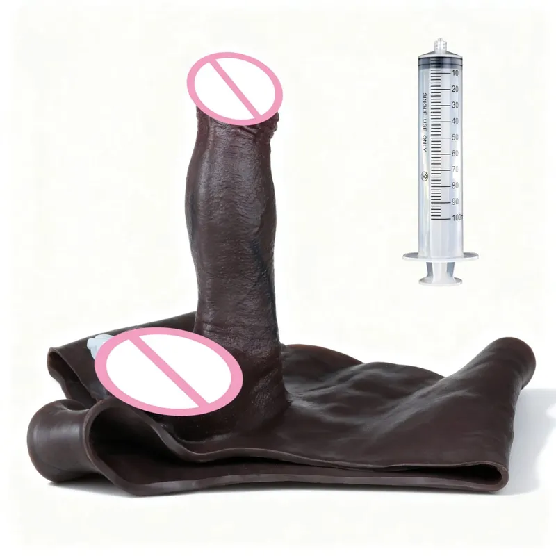 Sort nøgen strop stor realistisk udløsning dildo silikone sprøjtende trusser med simuleret solid penis sexlegetøj til kvinder