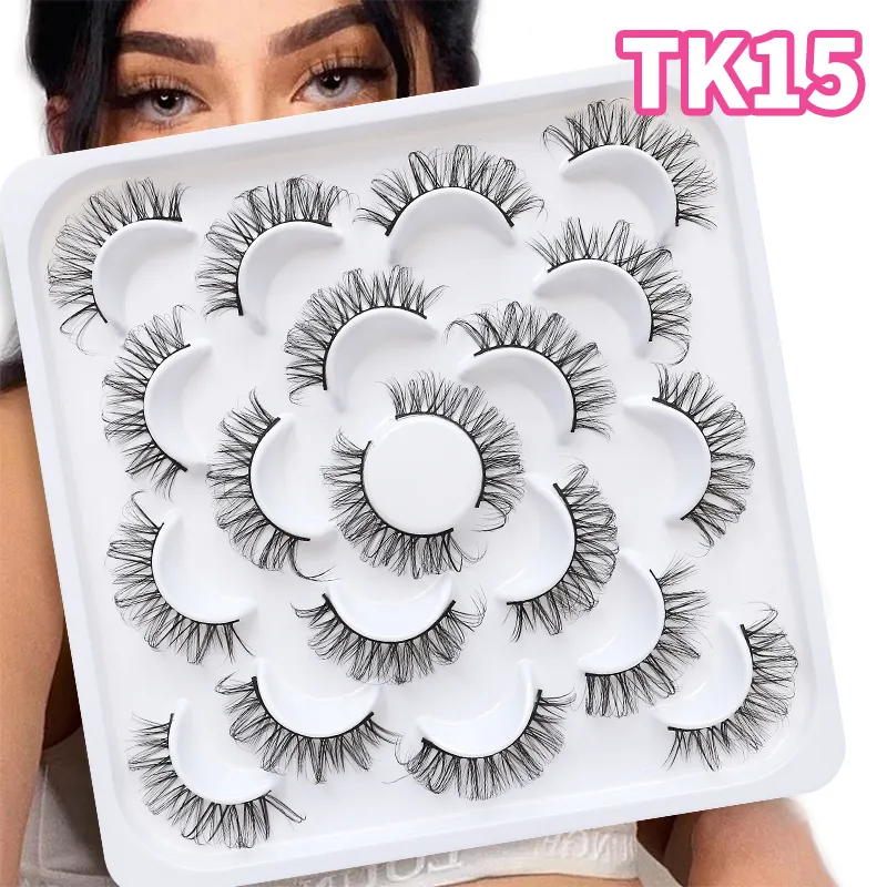 10 Pairs Russian DD Curl Bulk Fluffy Strip Lashes Natural Soft False Eyelashes Reusable Handmade Eye Lashes for Daily&Party — image 6