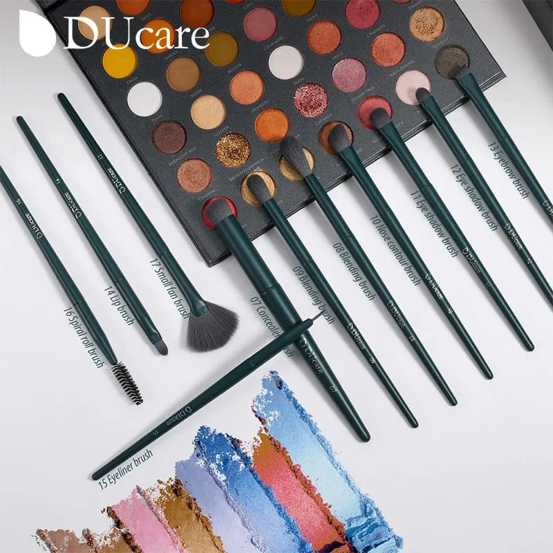 DUcare Professional Makeup Brushes Kits Synthetic Hair 17Pcs with Sponge & Cleaning Tools Pad for Cosmetics Foundation Eyeshadow