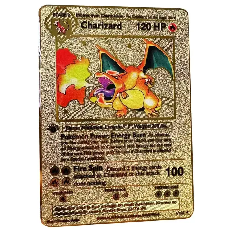 2025 NEW Pokemon Metal Card 10000 Points Arceus Charizard Super Card Golden English Mewtwo Vmax GX EX Anime Collection Cards Gif — image 11