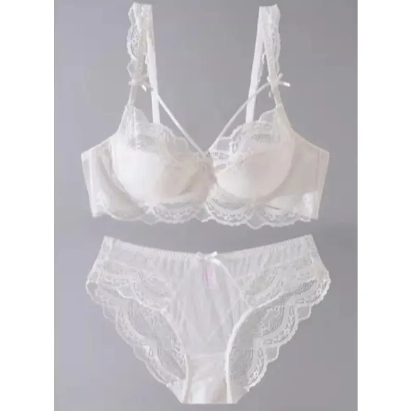 Elegante set di lingerie in pizzo stile francese attillato regolabile raccoglie busti più grandi look più piccolo reggiseno morbido da donna S-2XL reggiseno confortevole — image 4
