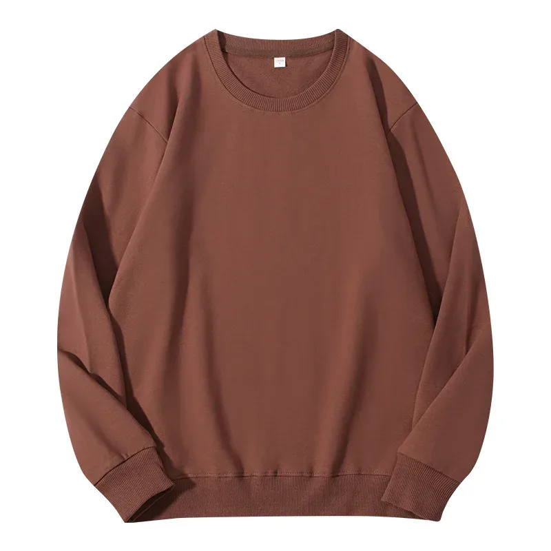 260g 100% Cotton Men's Hoodless Sweater Pullovers Sweatshirts Men Loose Solid Color Warm O Neck Tops Hip Hop Y2k Sweatshirt Tops — image 15