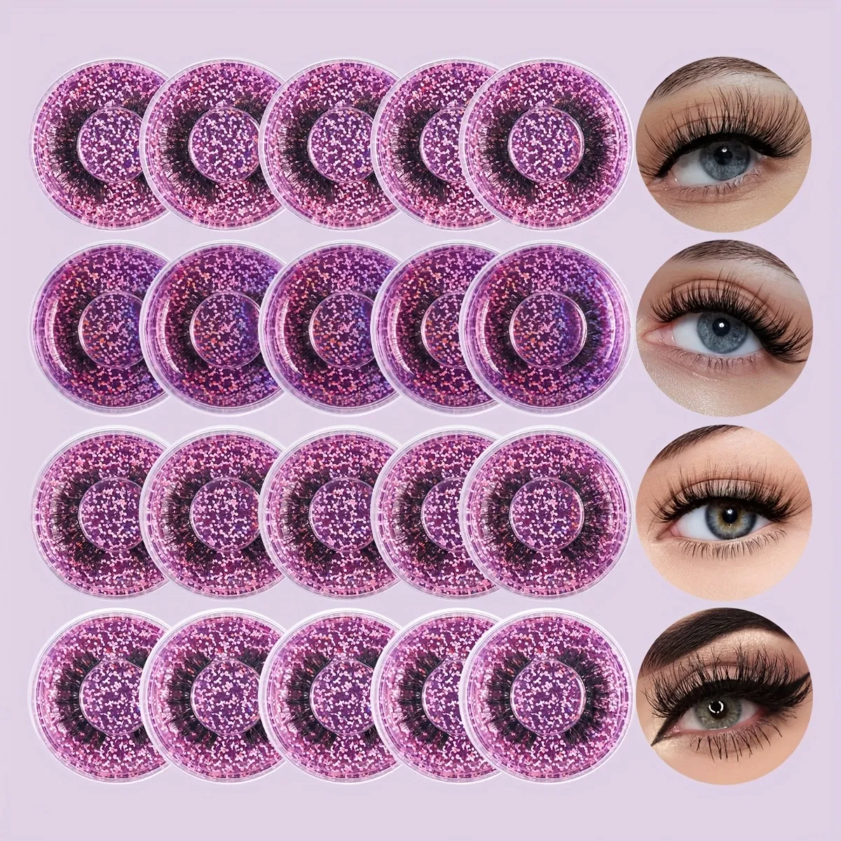 20 Pairs 4 Styles Wispy Faux Mink False Eyelashes Mixed Dramatic Thick Curled Fluffy Strip lashes Multipack for Eyes Makeup Sets — image 6