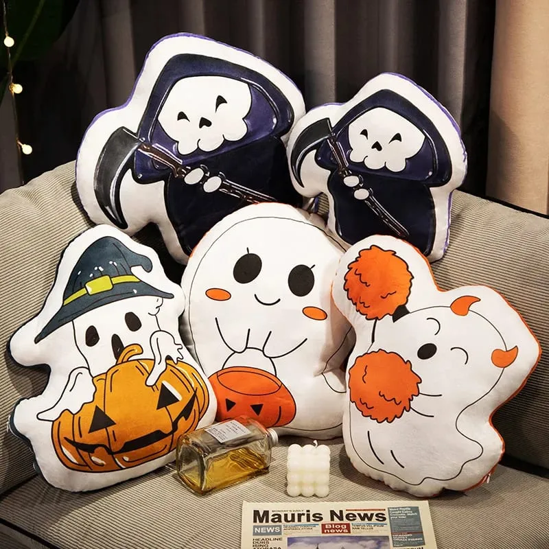 30CM Funny Pumpkin Ghost Cute Elves Skeleton Death Dark Cat Soft Pillow Halloween Home Decoration Sofa Cushion Nap Sleep Toys — image 2