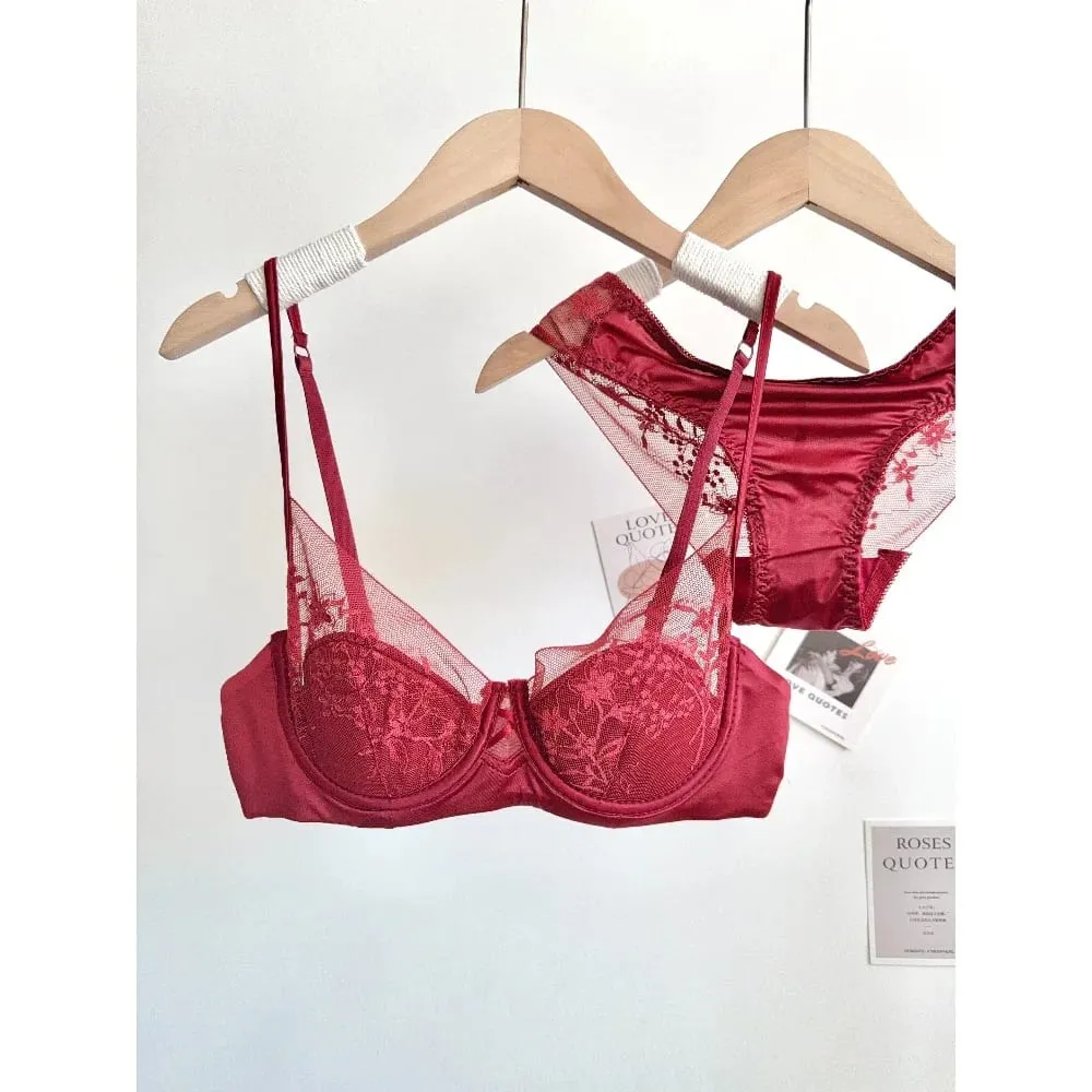 New Women Lace Bra Set Soft Underwire Thin Cup Push‑Up Comfort Intimates Lingerie Kit For Small Bust S-XL Daily Ladies Underwear — image 3