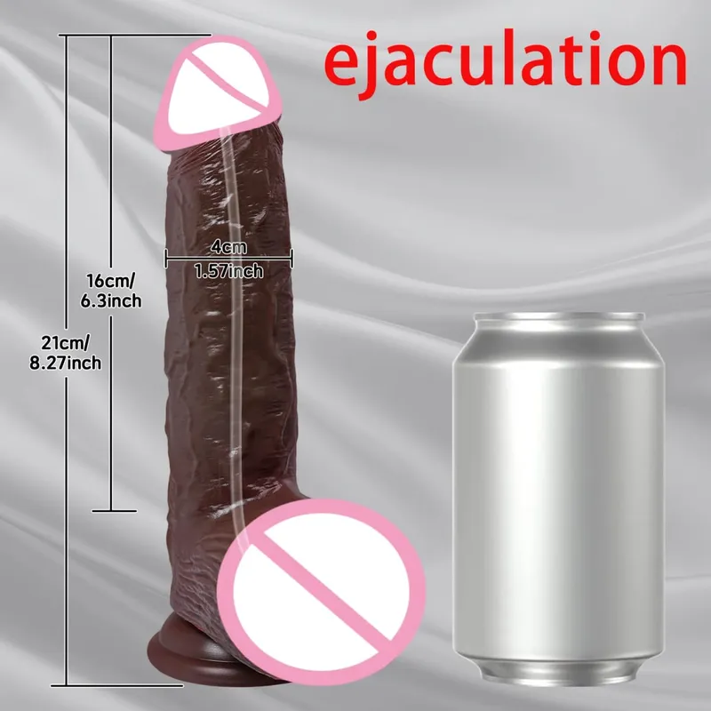 2 In1 Super Realistic Dildo Penis Sliding Foreskin Ejaculation Big Dick Penetration Anal Female Masturbation Sexy Adult Sex Toys