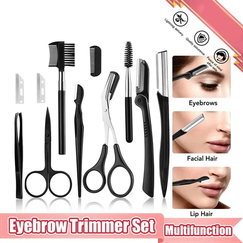 2023 New Eyebrow Trimmer Set Scissors Tweezers Eyebrow Razor Scraping Eyebrow Comb Razor Eyebrow Clip Makeup Tools Sets — image 1