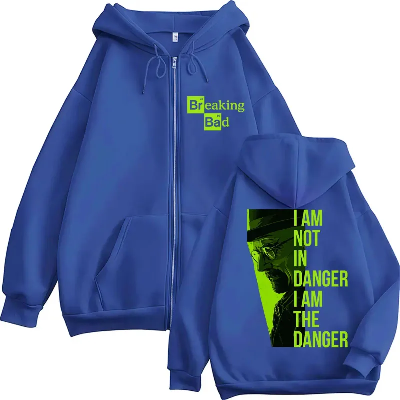 TV Series Breaking Bad Heisenberg Zip Up Hoodies I Am Not Danger I Am The Danger Men Women Tracksuit Loose Autumn Casual Coats — image 8