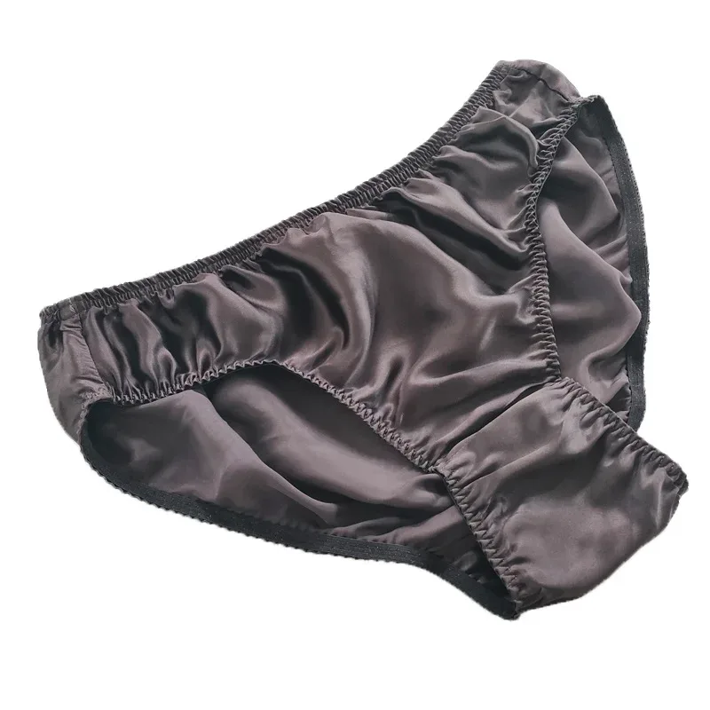 Pure Silk Mens Wrinkle Briefs Breathable Male Panties 100% Mulberry Silk Trigonometric Underwear Plus Size Men Boxers Summer — image 12