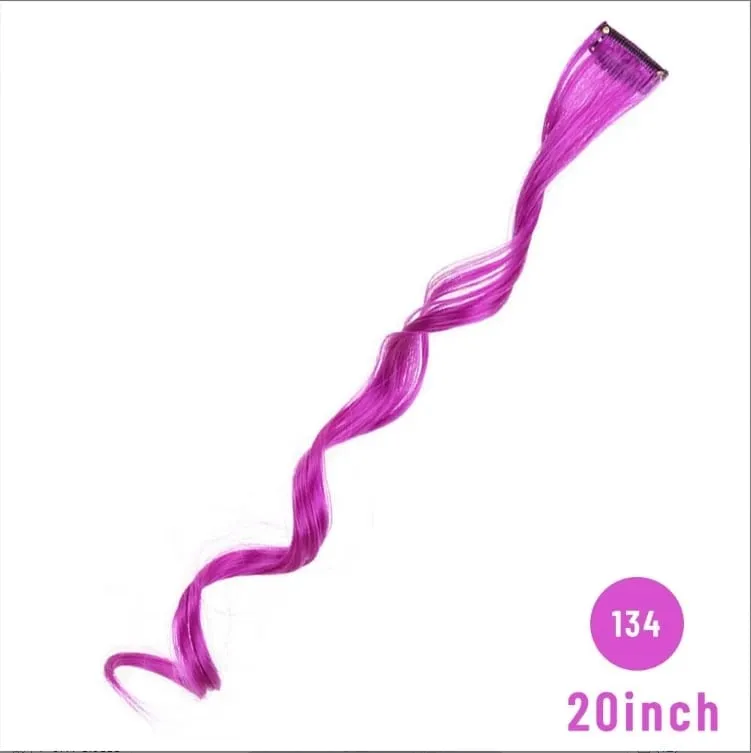 Colorful Hair Extensions Curly One Clip in Synthetic Long Hairpiece For Girls Women Kid Multi-colors Party Highlights Wig Piece — image 28