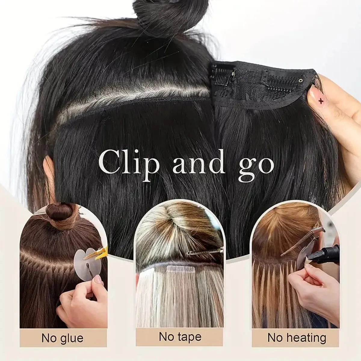 12Inch Synthetic 2 Clips in Straight Hair Extensions Invisible Hair Extensions Synthetic Straight Heat Resistant Fiber Hairpiece — image 7