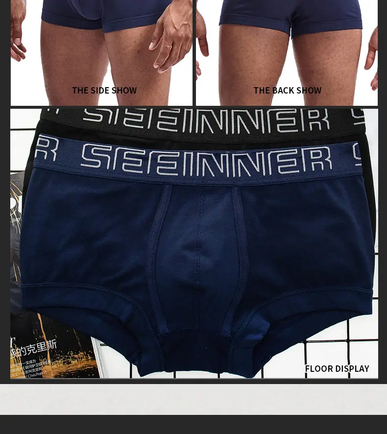 Seeinner رجل سراويل بوكسر القطن U محدب الحقيبة الملابس الداخلية لينة مريحة السروال Cueca Masculina M-XXL أسود أبيض رمادي — image 2