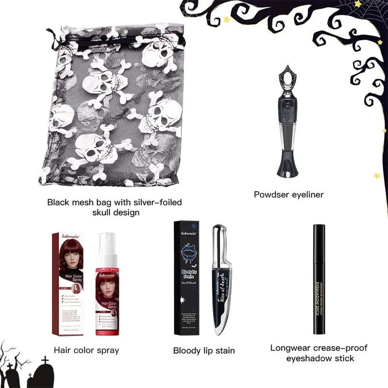 5 stks Halloween Make-up Kit Tijdelijke Haarkleur Spray Gezicht Lichaam Verf Stick Oogschaduw & Lip Make-up Set Festival Party Cosmetica