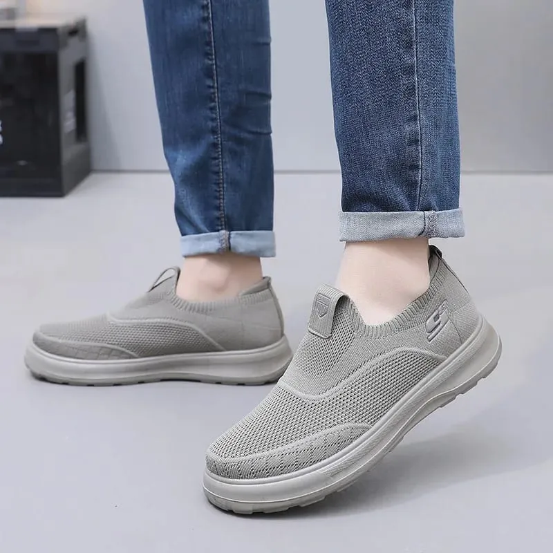 Atmungsaktive Mesh-Sneaker für Herren, leichtes Strickobermaterial, bequeme, weiche Sohle, rutschfeste, lässige Wanderschuhe, modisch, vielseitig — image 3