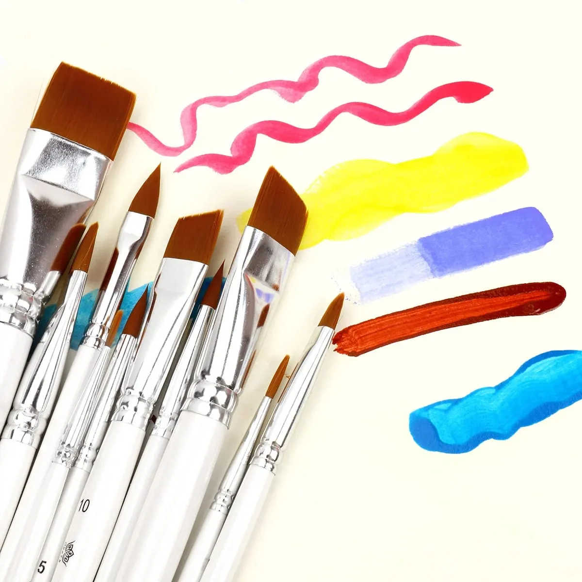 10pcs Professional Face Painting Brushes Set Nylon Bristles for Stage Makeup Petal Dome Tips Art Makeup Tool — image 3