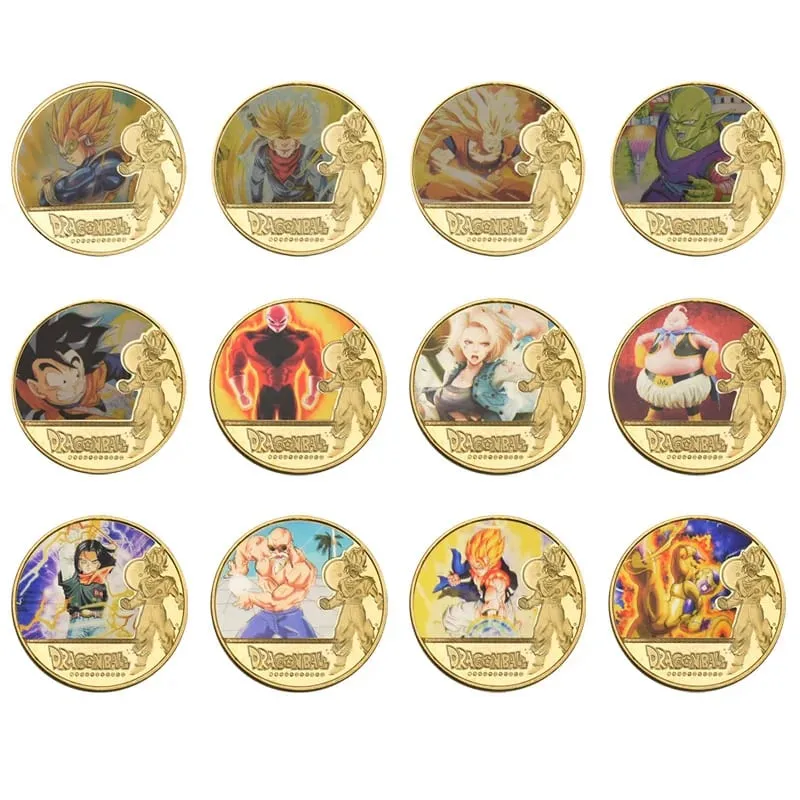 Dragon Ball Gold Plated Gold Coin Son Goku Vegeta Commemorative Coins Children Classic Anime Peripherals Collection Toy Souvenir