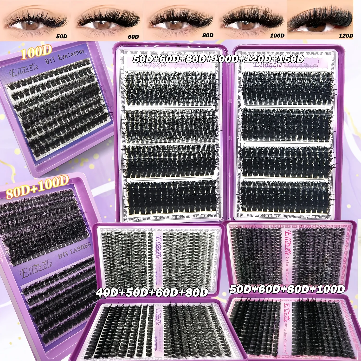 40D-150D Lashes Cluster DIY Lash Extension Mixed Tray Clusters Øjenvipper Fluffy Volume Individuelle vipper Cat Eye Lash Extension — image 1