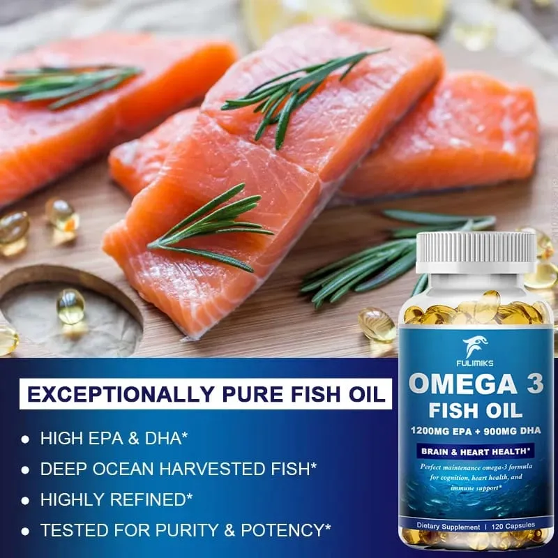 Fulimiks Wild Caught Omega 3 Fish Oil– 120/60 Soft Gels –3600mg High EPA 1300mg DHA 900mg Non-GMO Gluten Free Dietery Supplement — image 4