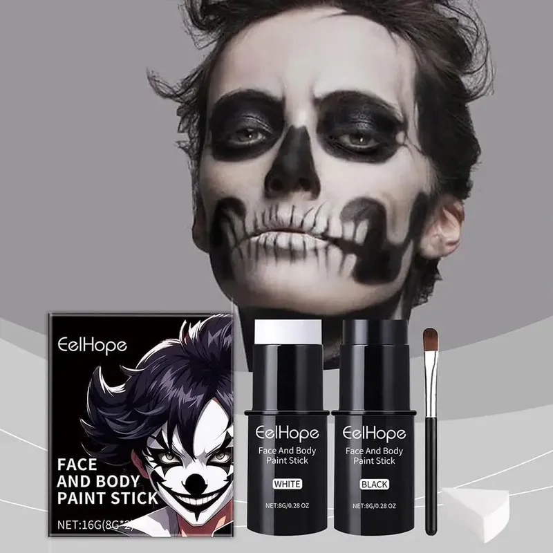 Cover Foundation Clown Colorful Long Lasting Waterproof Halloween Festive Makeup Accessories Set Black White Face Body Paint Kit