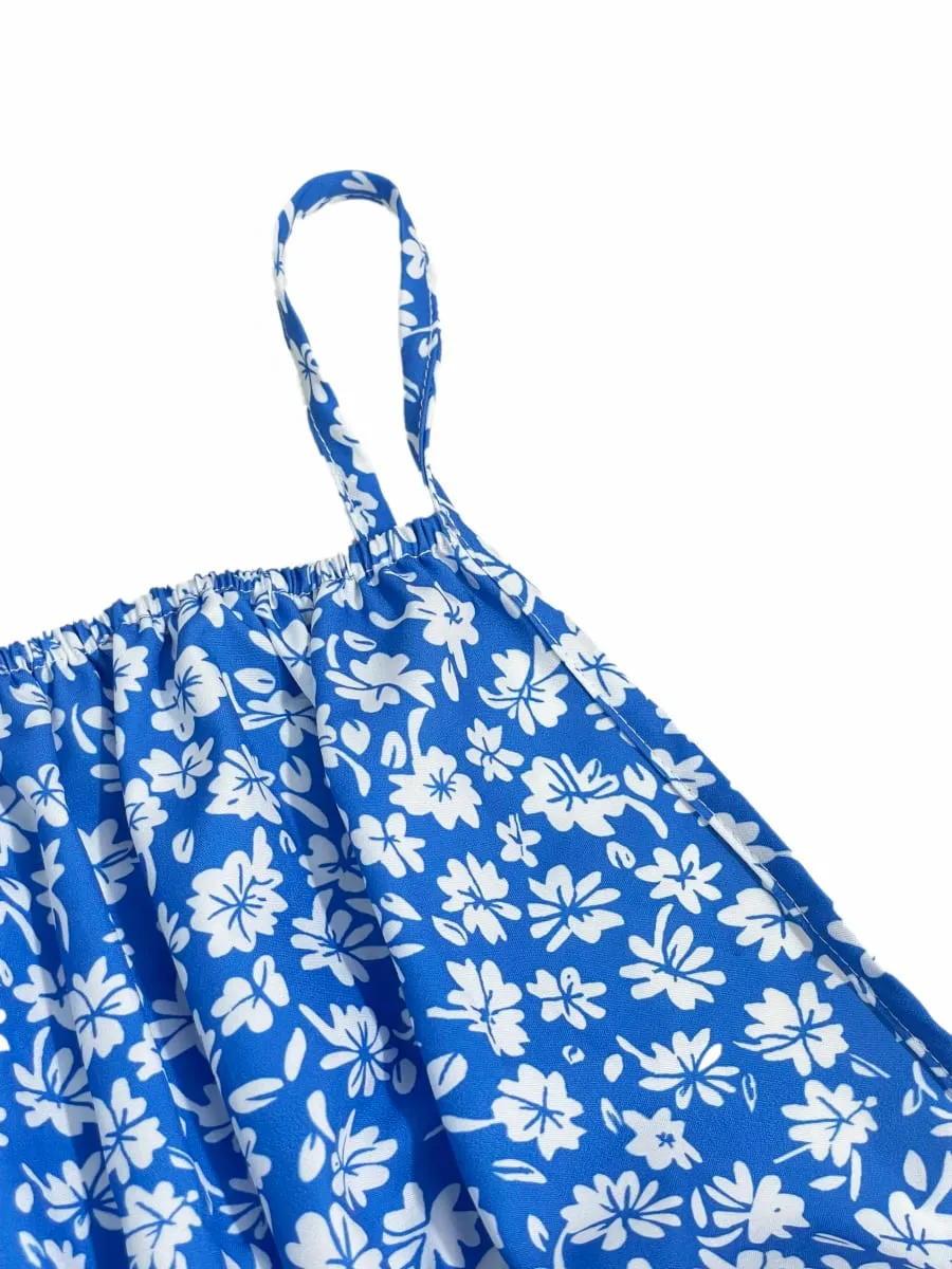The cami dress with small flower prints a backless design and thin spaghetti straps is suitable for beach vacations and summer — image 6