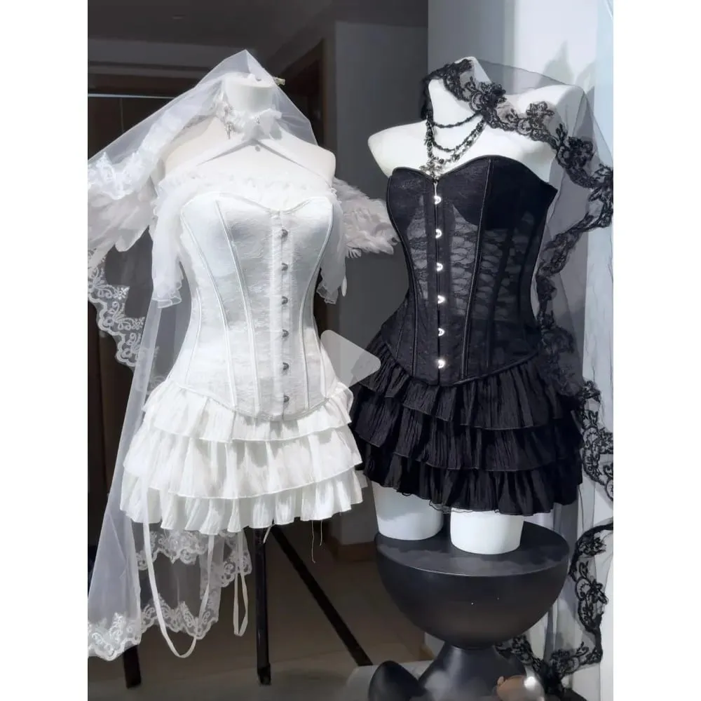 Estate Y2k dolce nero Lolita abito donna abbigliamento casual giapponese Kawaii abito da sera abbigliamento da festa capispalla Vintage Chic Nuovo