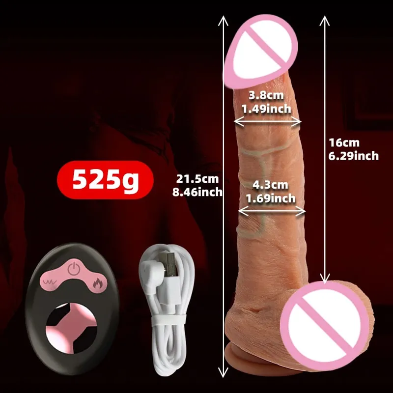 Telescopic Vibrator Dildo Heating Realistic Big Penis Female Vagina Massager Anal Plug Masturbator Sexy Adult Sex Toys For Women