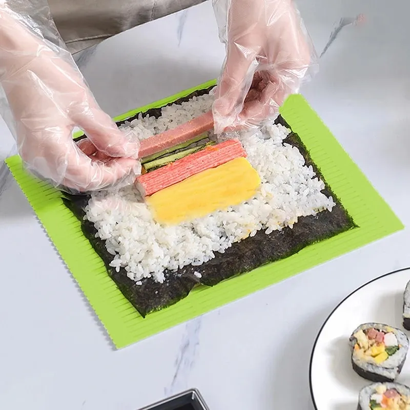 DIY Silicone Sushi Roller Mats Washable Reusable Sushi Roll Mold Mat DIY Food Rolling Rice Rolling Maker Cake Roll Pad — image 2