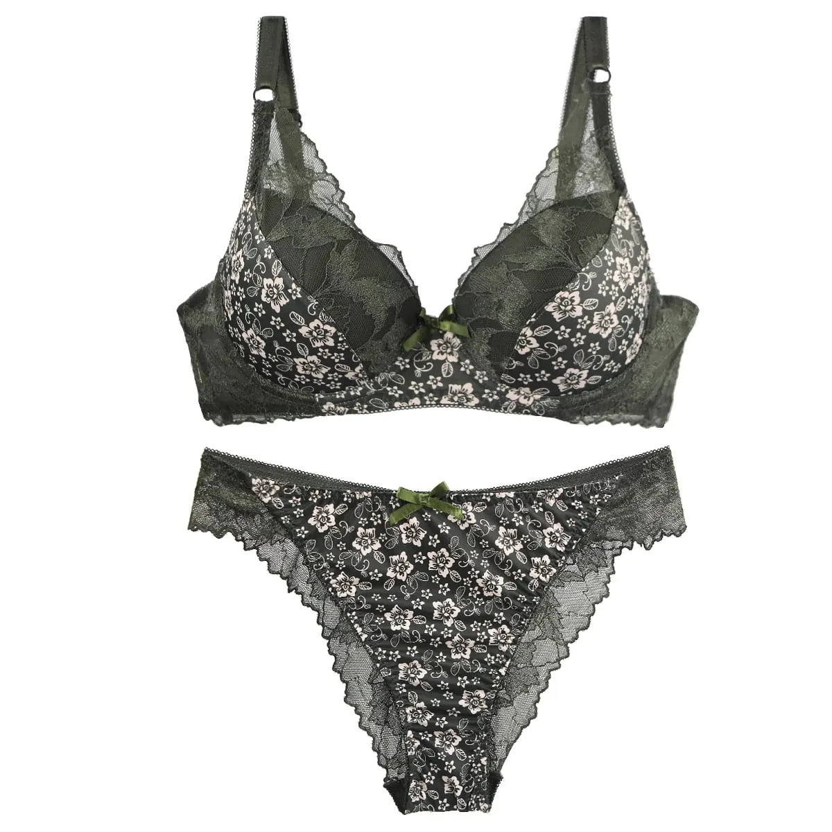 2024 New Thin Mode Cup Push Up Bras Set BCDE White burgundy Beige Black Green Blue Push Up Underwear For Women — image 2