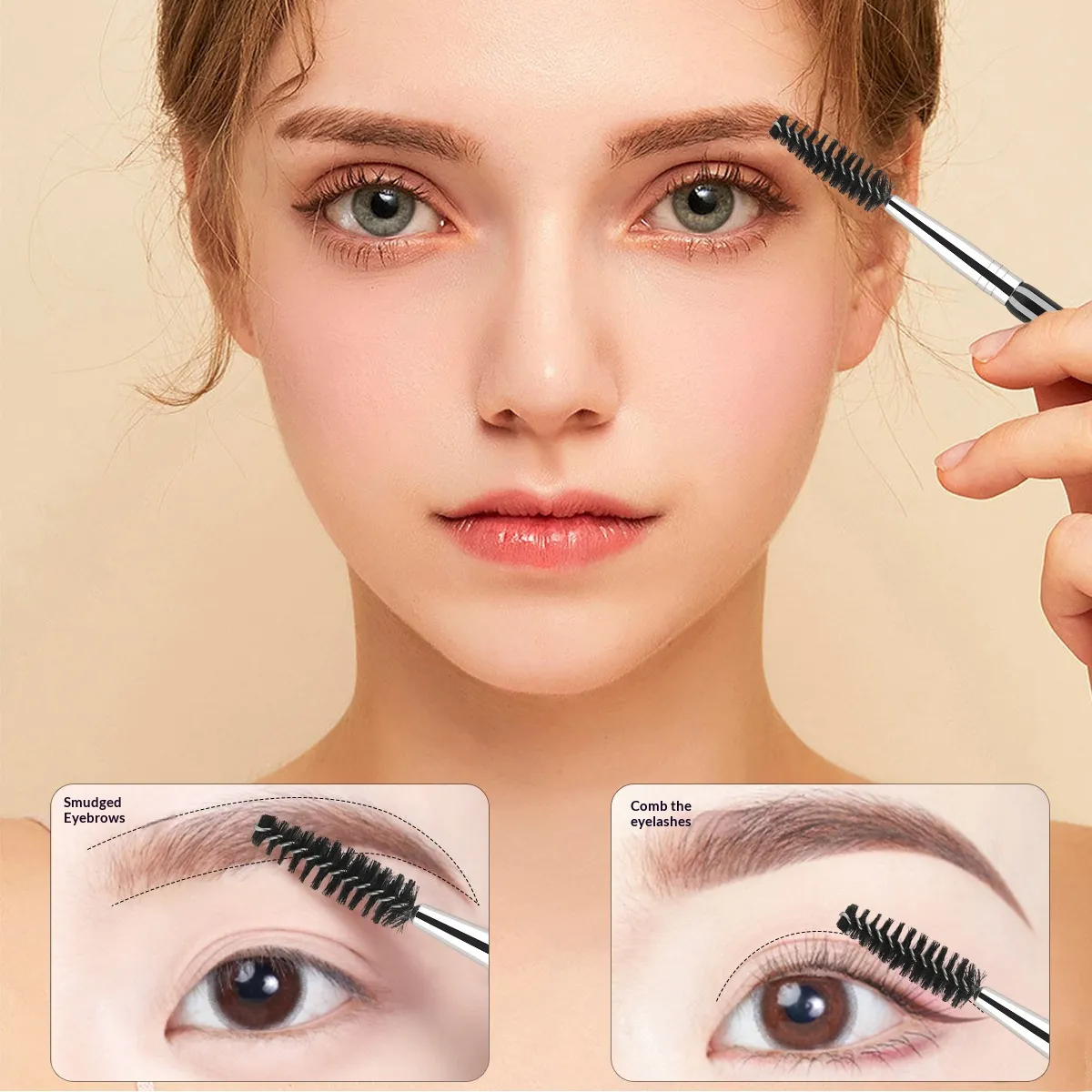Pincel para cejas 2 en 1 de doble punta y peine para pestañas, herramienta de maquillaje para mezclar sombras de ojos, brochas de maquillaje para sombras de ojos — image 3